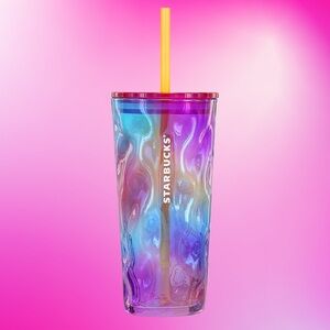 Starbucks Purple Rainbow Luster Iridescent Glass Tumbler New
